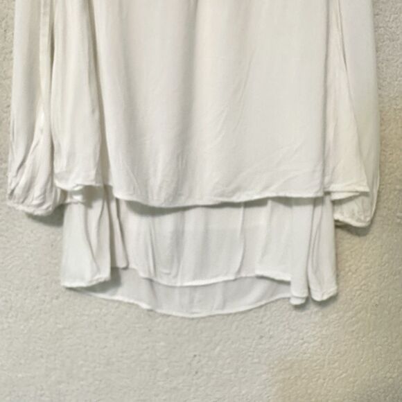 Free People Layered Tunic Dress S Cream Beck‎ Plunging Cutout Keyhole Minimal - Picture 9 of 13